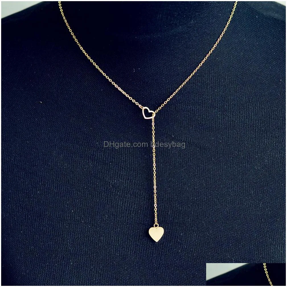 stainless steel delicate forever love heart and moon star through pendant womens necklace available in gold silver tones