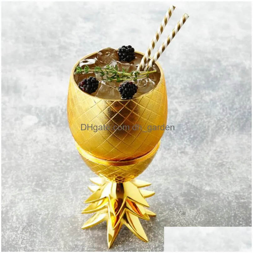 stainless steel pineapple wine glass creative fruit shape electroplating cocktail cup home bar restaurant supplies 500ml