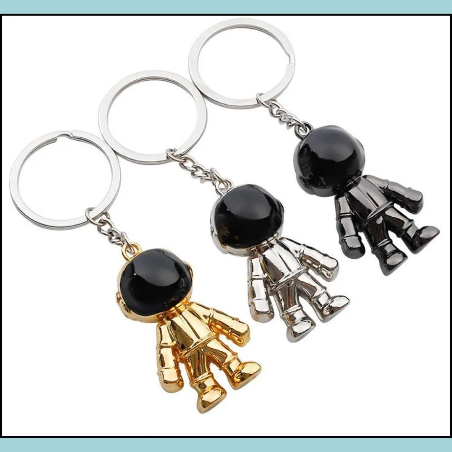 astronaut keychain pendant creative space robot keyring alloy car key holder charms gifts black gold silver