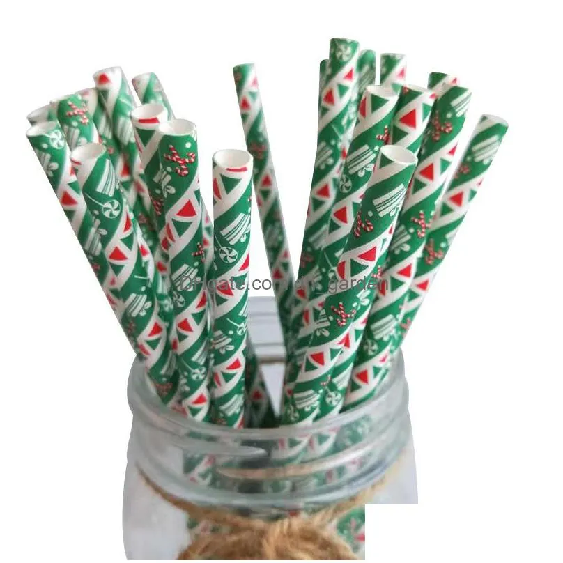 christmas drinking straws cartoon disposable paper straw creative wedding props party banquet decoration supplies