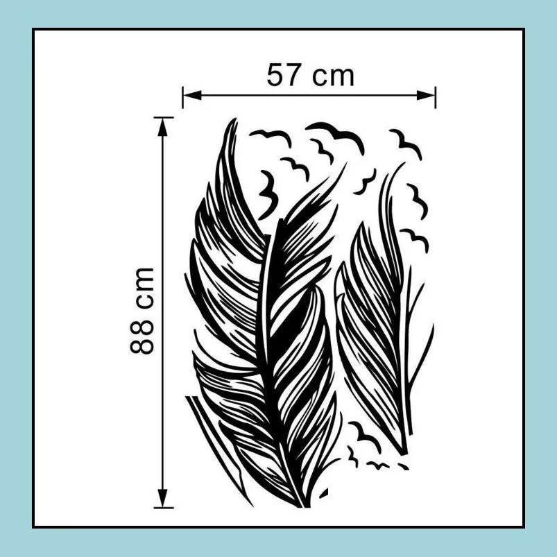 birds flying feather wall stickers removable bedroom home decal mural art decor wedding party background decorations 47x71