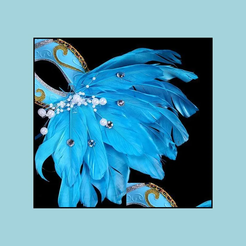 colored drawing feather gem pearl mask fashion women halloween mardi gras carnival easter christmas party costume mask