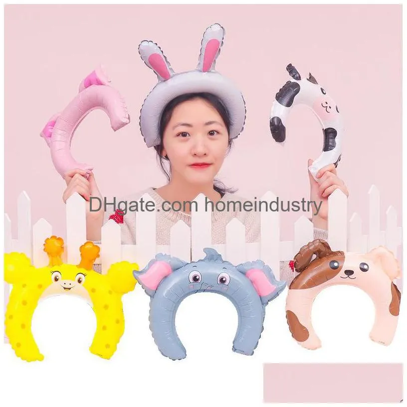 cute rabbit ears hairbands inflatable balloon head bands adorable hair sticks creative party gifts animal elephant cat fog dog pig 0 44qp