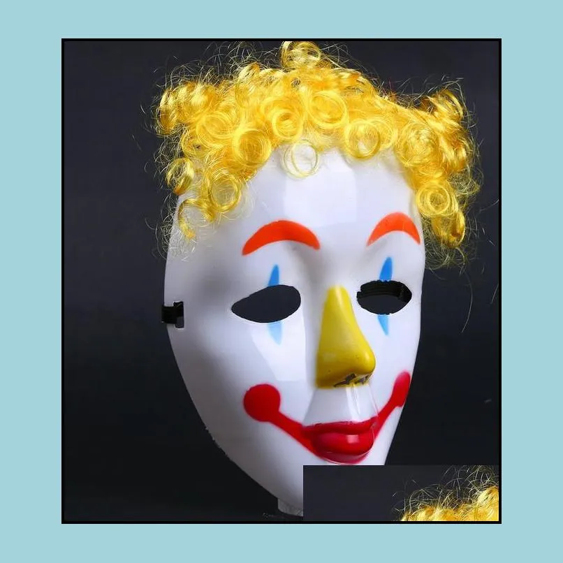 dance party cos clown mask kids children hallowmas venetian mask masquerade full face masks with wig hairpiece festive event supplies