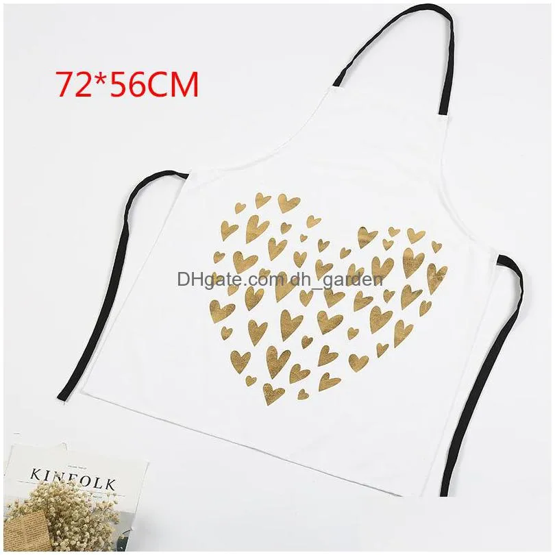 fashion printing apron pure cotton bronzing love men and women home kitchen aprons sleeveless waterproof baking tools