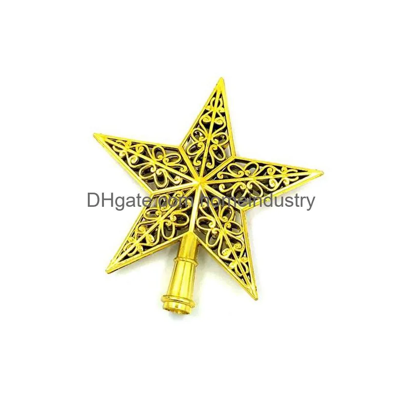 popular christmas tree star topper ornament plastic hollowing out decorative five pointed stars for party decorations 20cm 2 2bx e1