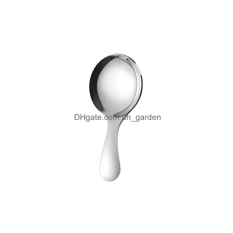  stainless steel spoons childrens short handle round head spoon household kitchen tableware creative mini tea spoon