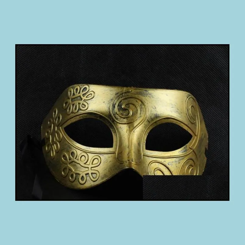 antique roman greek fighter men mask venetian mardi gras party masquerade halloween costume half face mens masks gold silver hot