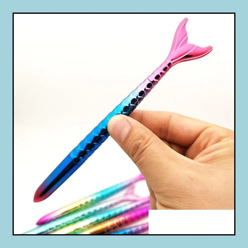 mermaid pen gift stationery fish ballpoint pens creative school office business writing supplies students prize black blue ink 1mm