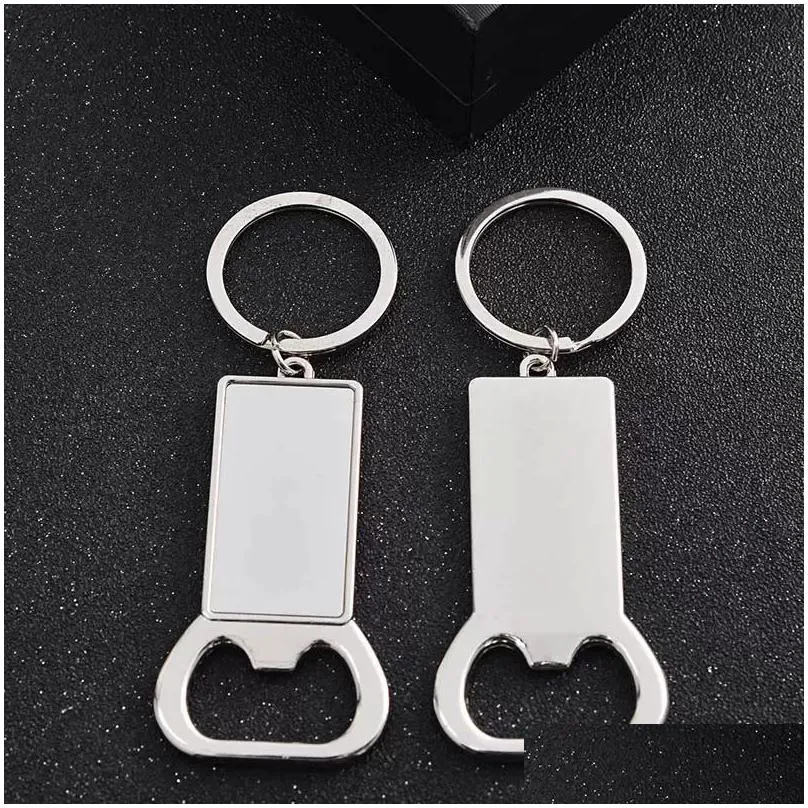 sublimation blank beer bottle opener keychain metal heat transfer corkscrew key ring household kitchen tool dhs