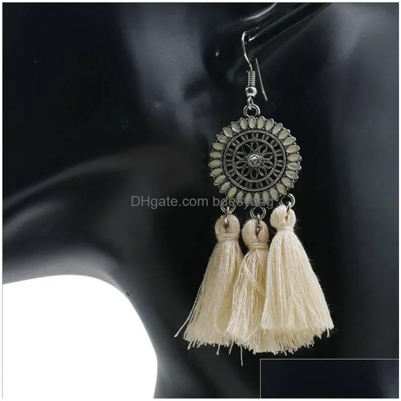 modest chic tassel long flowing bohemian fringed retro pendant earrings female earrings