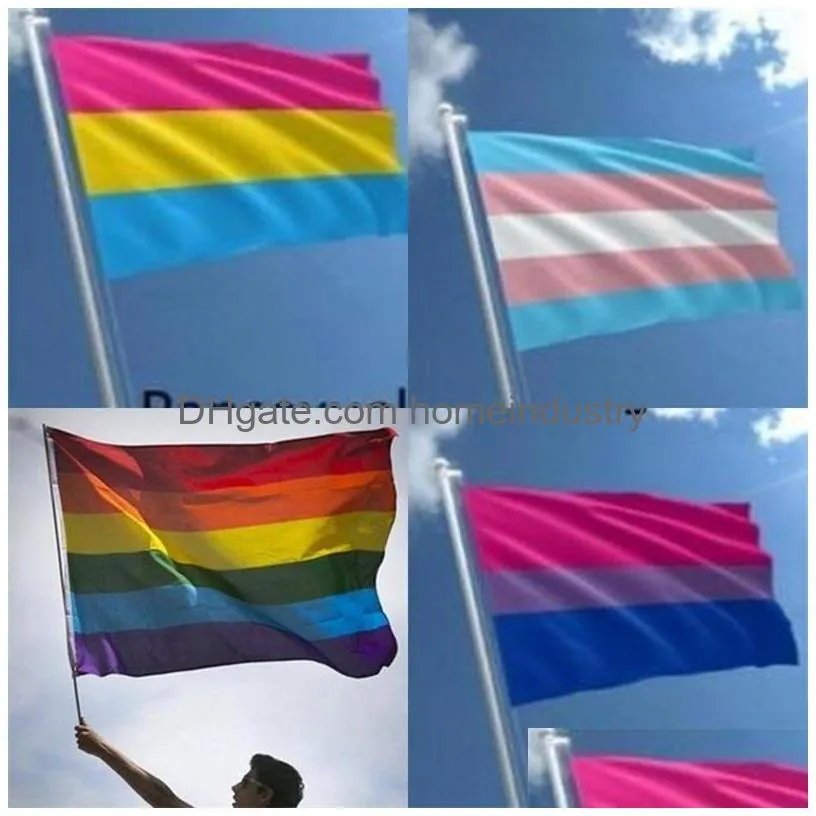 90x150cm panual tansgender flag new polyester rainbow flags banners party supplies banner parade celebration articles 4 8qt