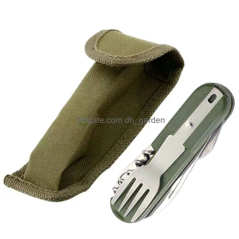 outdoor folding tableware detachable spoon table knife and fork bottle opener portable multifunctional camping dinnerware