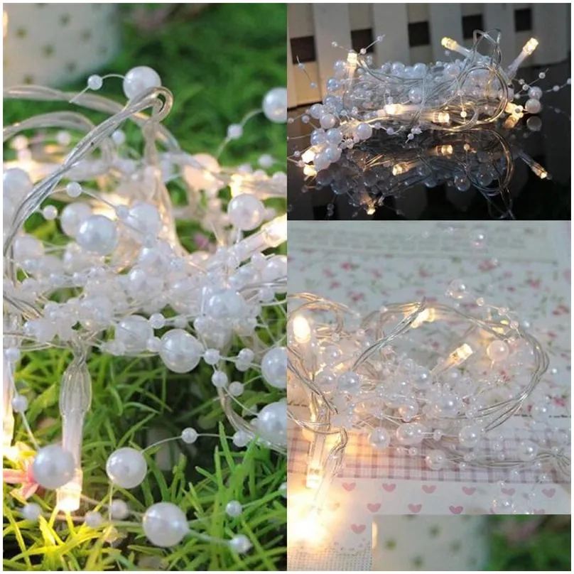 white pearl string festival light led snow fallled party lamp 10 lights decorative string plastic 11 4yf l2