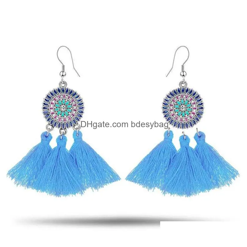 modest chic tassel long flowing bohemian fringed retro pendant earrings female earrings