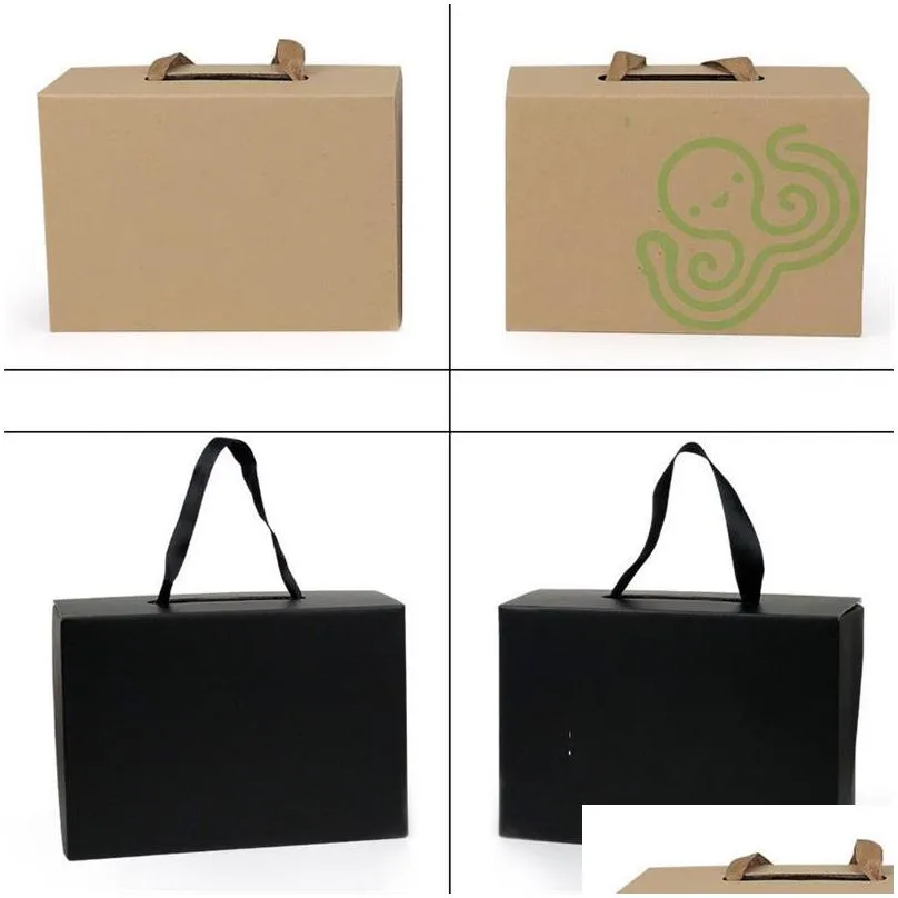 kraft paper case cartoon baby fold cardboard box portable square clothes shoes carton eco friendly packing 7sx g2