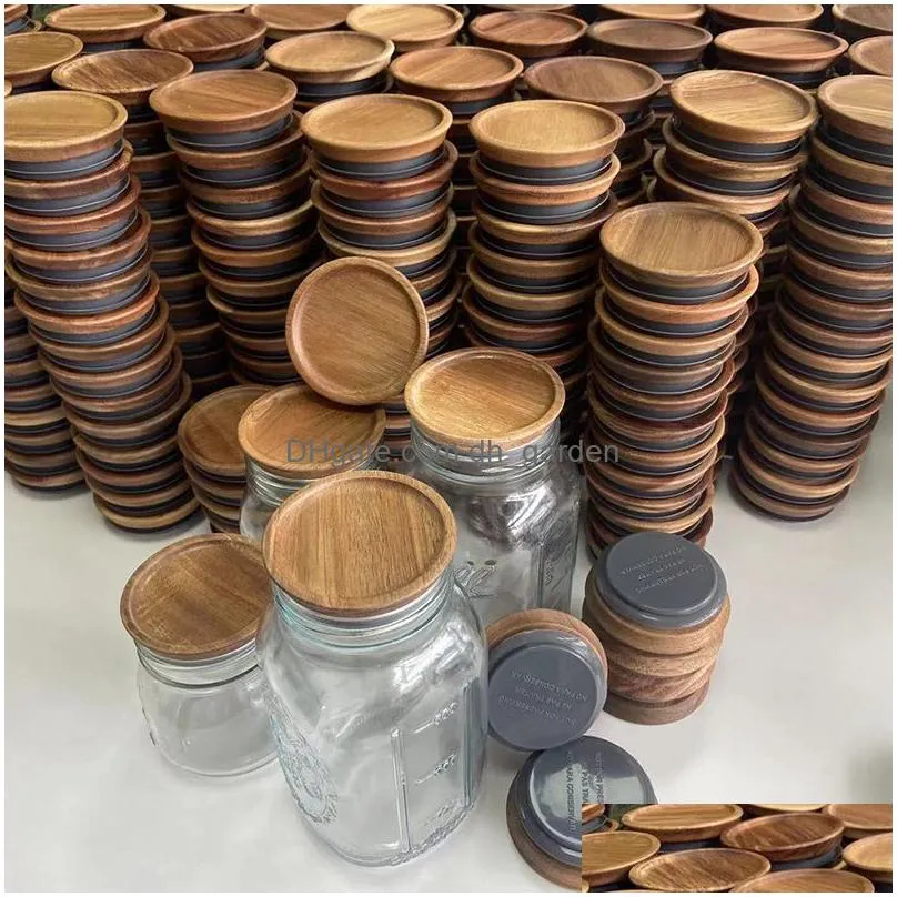 natural wooden beverage drinkware lid 70/90mm environment friendly round bottle cap mason jar lid