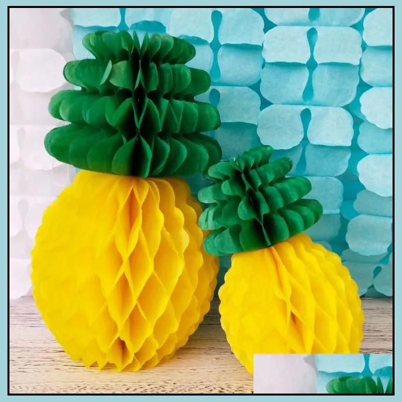 party pineapple honeycomb tissue paper pendants hawaiian luau party birthday wedding background hanging diy decoration