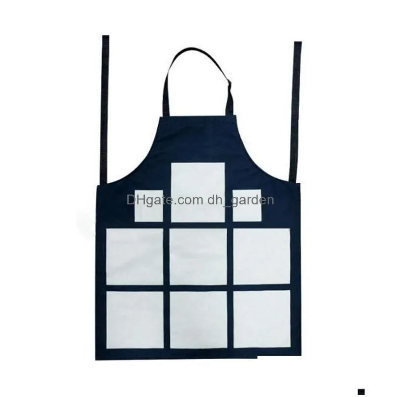 linen sublimation blank household kitchen apron fashion jiugongge heat transfer half length sleeveless aprons diy gift supplies
