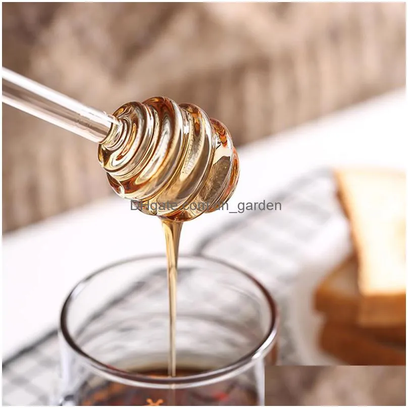 transparent stir stick glass spoons honey dipper syrup dispenser sticks creative coffee jam mixing supplies for jar kitchen