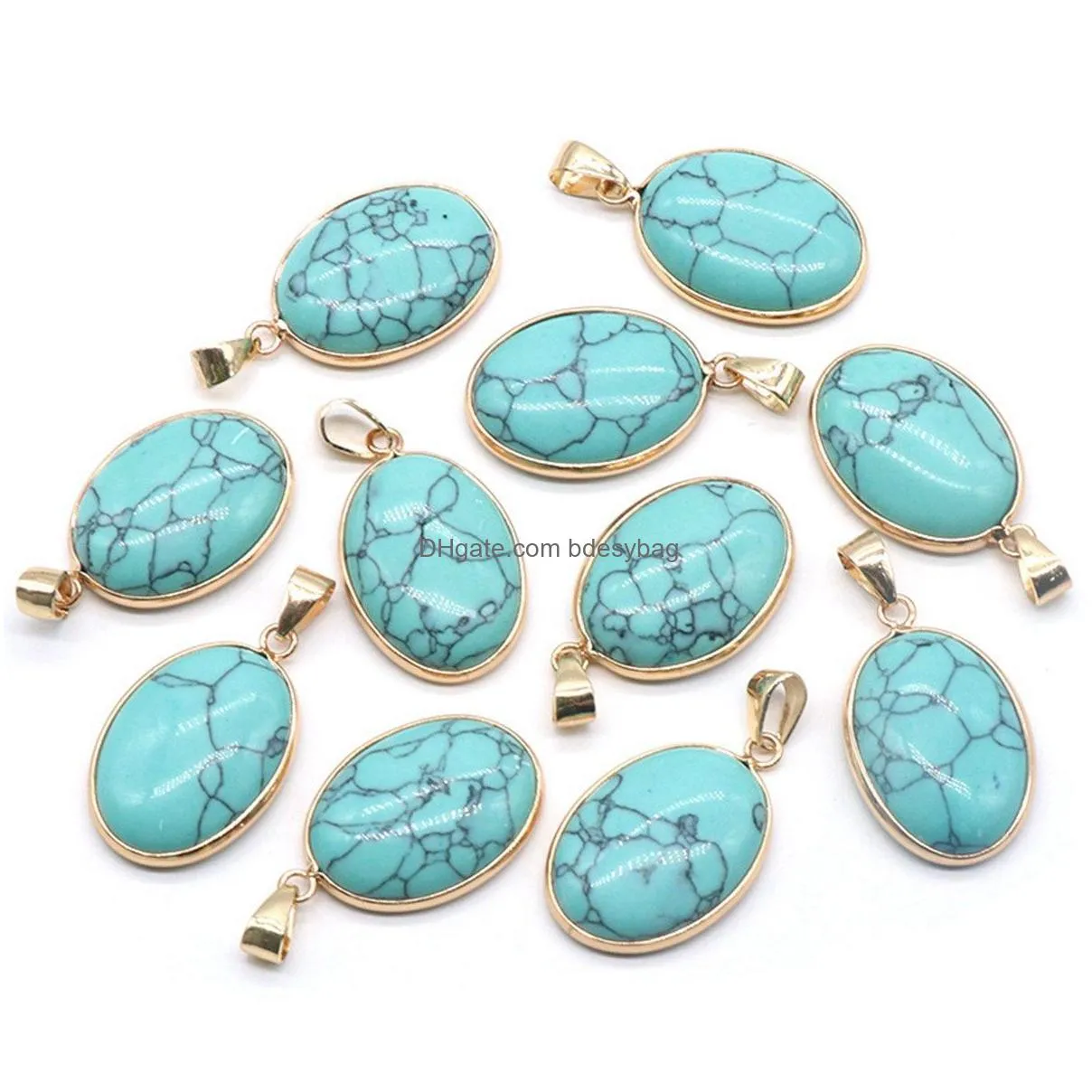wholesale mix style water drop shape pendants turquoise agate precious stone beads healing chakra charms pendant