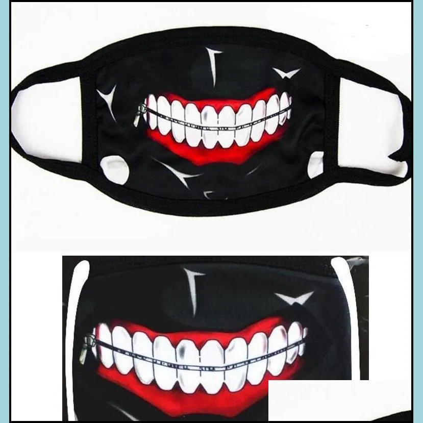 party anime terrible zipper teeth mask adult teen fun fancy dress lower half face mouth muffle mask reusable dust warm windproof cotton