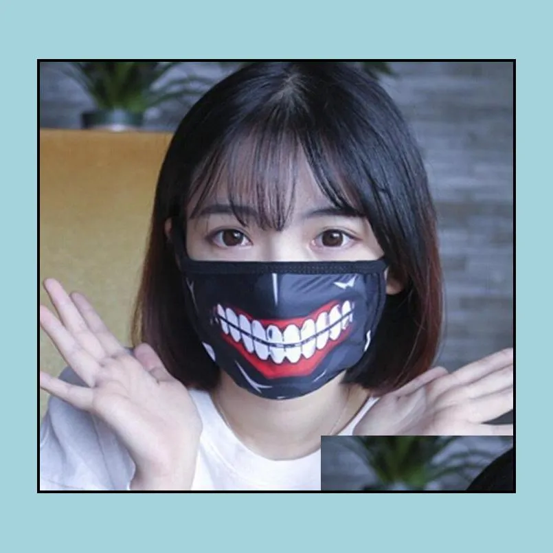 party anime terrible zipper teeth mask adult teen fun fancy dress lower half face mouth muffle mask reusable dust warm windproof cotton