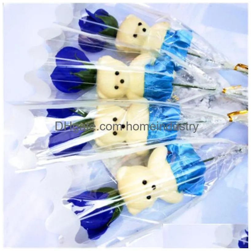 single bear soap flower bears simulation rose singles branch artificial flowers for teachers valentines day gift promotion toys 0 98hs