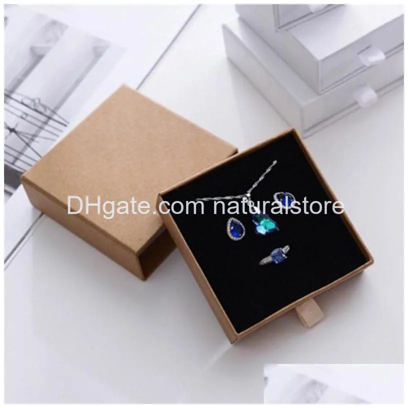 cardboard jewelry boxes sliding drawer storage ring necklace jewelrys gift packaging box sponge insert and lids gift case