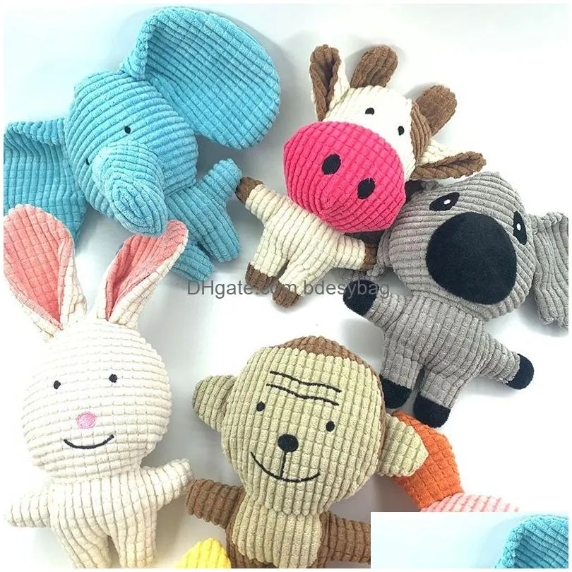 Dog Toys & Chews Funny Cute Corduroy Toys Squeak Pet Cow Rabbit Animal Dog Chew Squeaky Whistling Invoed Squirrel Toy Drop Delivery Ho Dhlmq