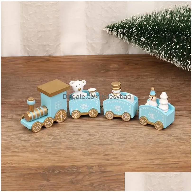 Christmas Decorations Creativity Merry Christmas Wooden Train Ornament Decoration For Home Santa Claus Gift New Year Xmas Drop Deliver Dhwqi