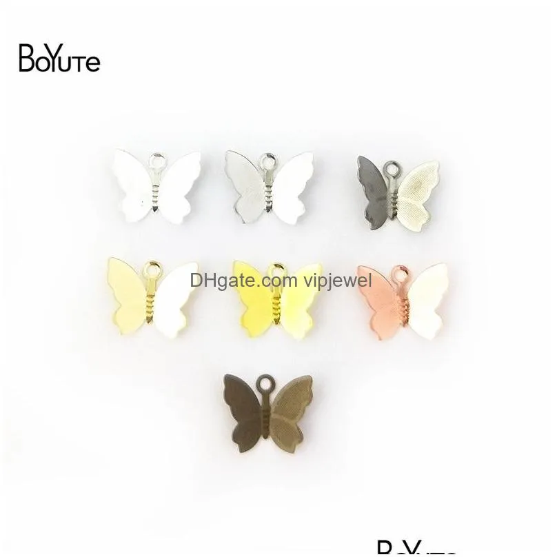 boyute 500 pieces lot metal brass stamping 11 13mm butterfly charms diy hand made accessories parts for hair jewelry making268k