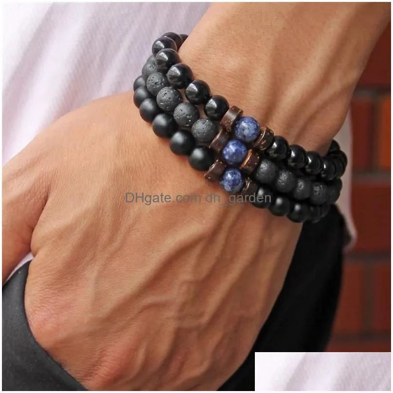 Beaded Beads Bracelet For Men Natural Volcanic Stone Bead Tibetan Buddha Chakra Bracelets Fashion Drop Delivery Jewelry Brace Dhgarden Otefb