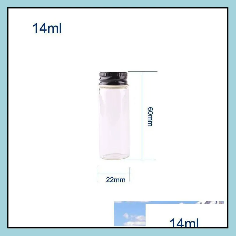 50pcs 5ml 6ml 7ml 10ml 14ml clear glass bottle with aluminum cap 1/3oz small glass small vials for  oil use