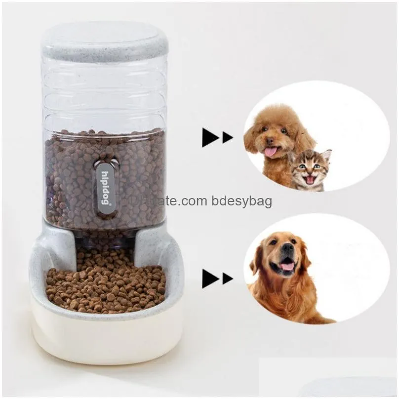 Dog Bowls & Feeders Dog Cat Feeders Water Dispenser Fountain Bottle Set Plastic Matic Pet Feeding Drinker Bowl 2 Pieces Drop Delivery Dhaqu