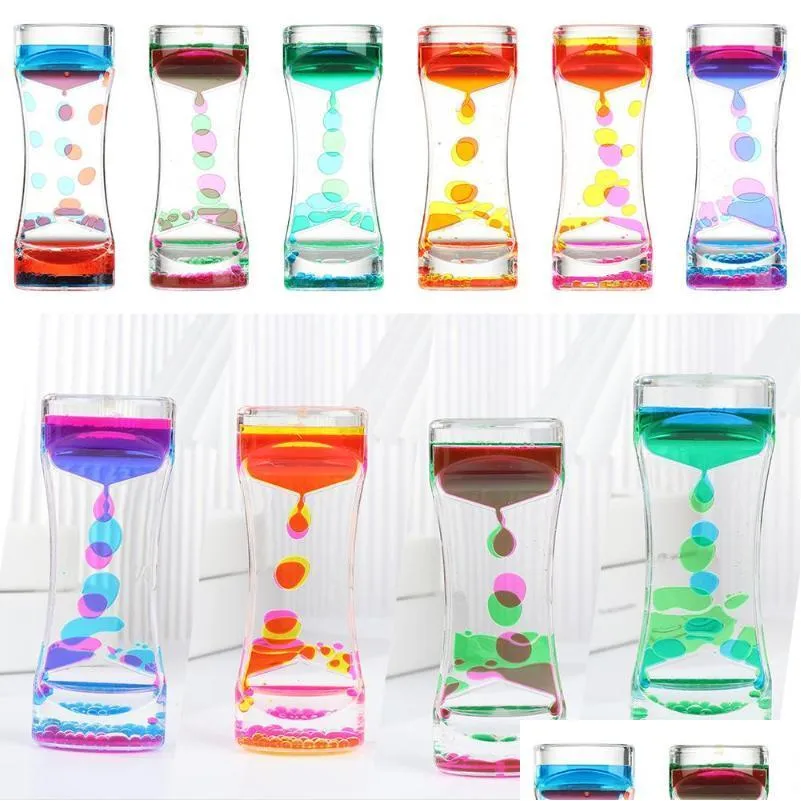 other clocks accessories double color dynamic oil drop leak hourglass toys hourglasses ornaments liquid timer beautiful waist crafts