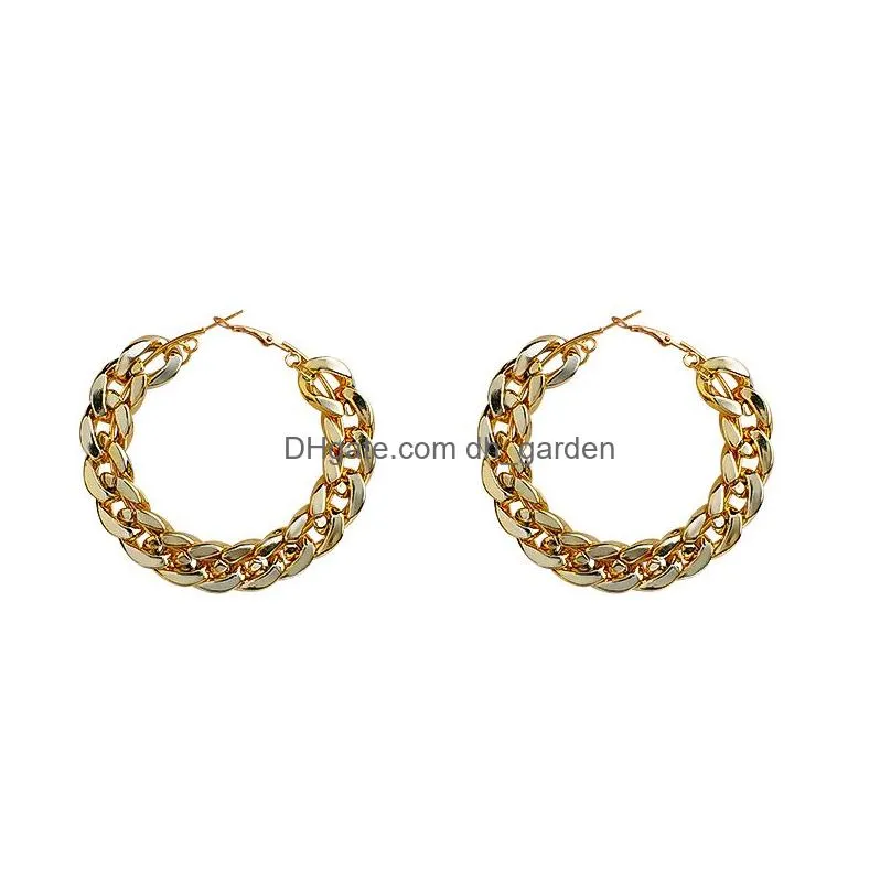 Hoop & Huggie Trendy Big Alloy Hoop Earrings For Women 2021 Gold Circle Round Metal Eearring Fashion Jewelry Drop Delivery Je Dhgarden Oty3U