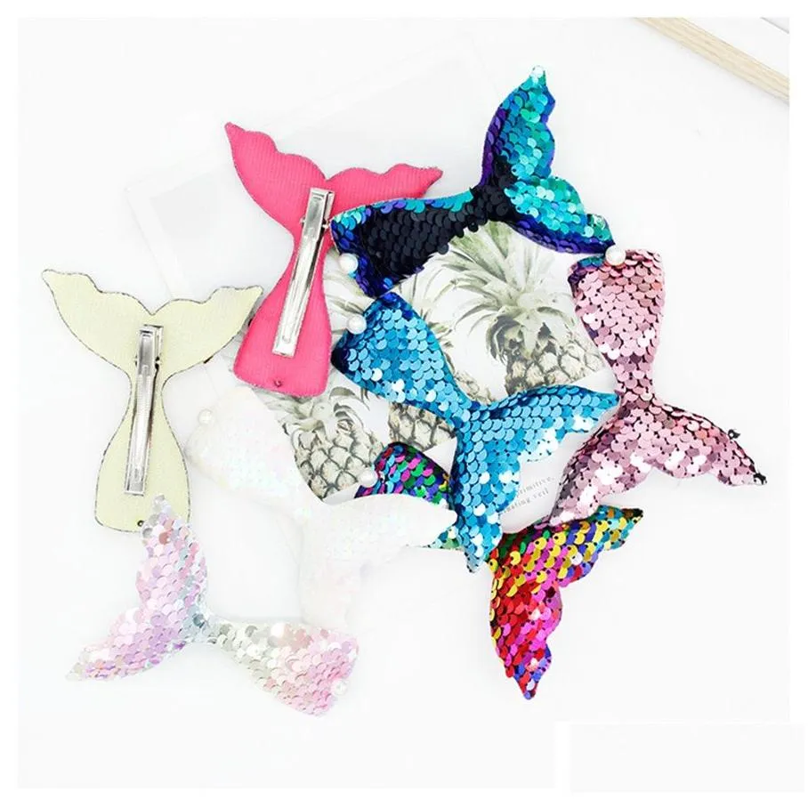 Hair Accessories Childrens Duckbill Hairpin Cute Cartoon Mermaid Tail Sequin Fashion Jewelry Drop Delivery Baby Kids Maternity Dhfqy