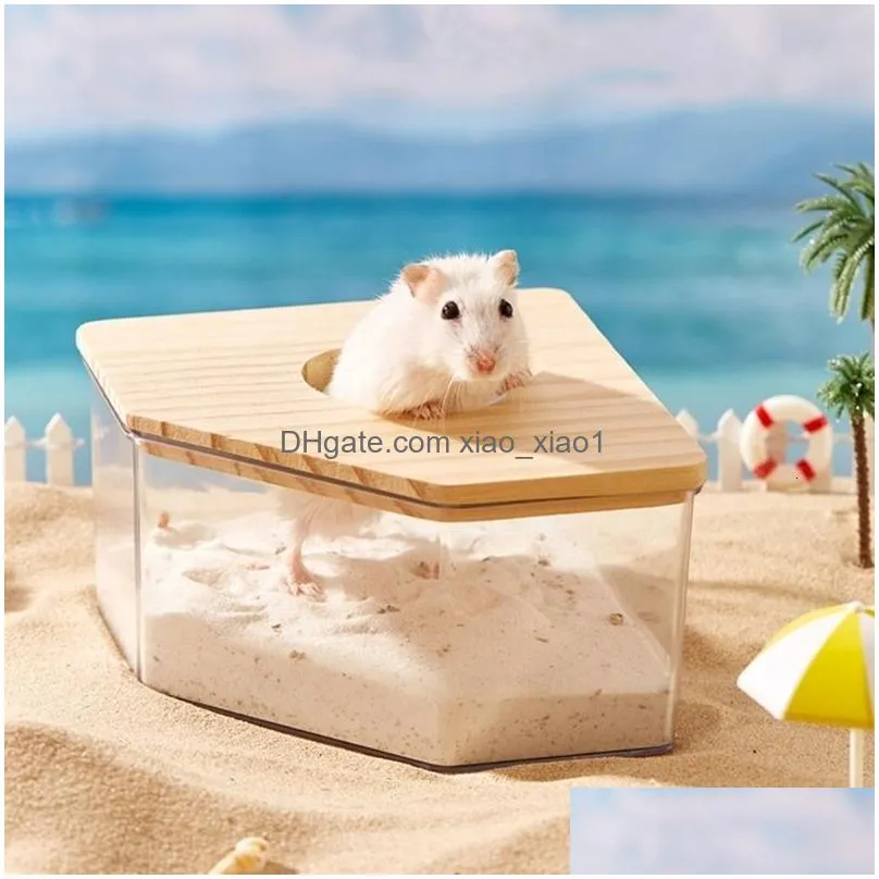 small animal supplies pet sand bath box small pet fan-shape clear sand bathroom sand bath house for hamster cage corner toilet for squirrels