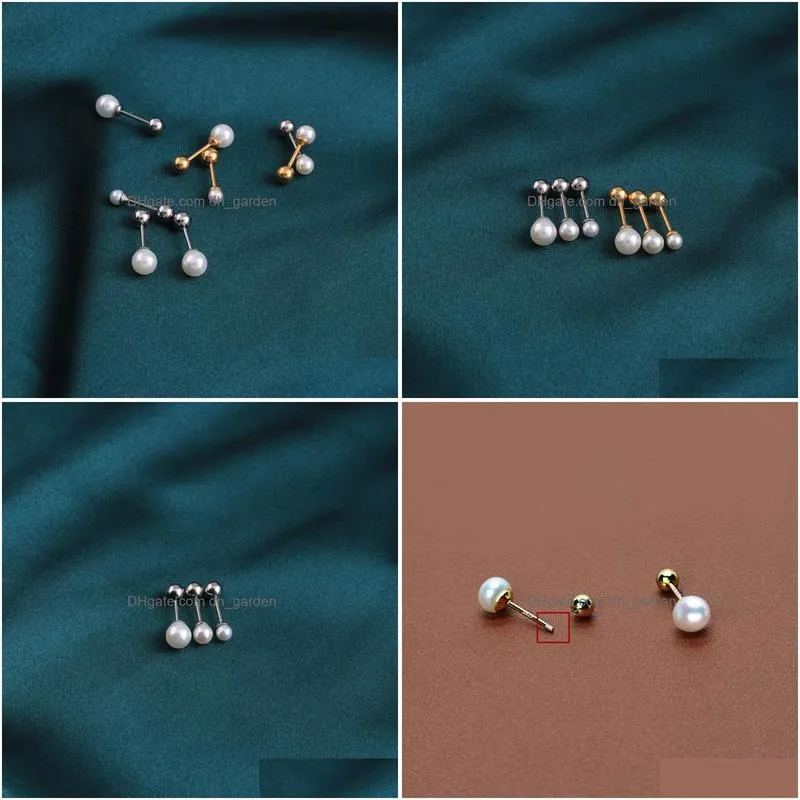Stud 1 Pc Stainless Steel Pearl Ear Studs Earrings For Women/Men 5Mm Tragus Cartilage Piercing Jewelry Drop Delivery Jewelry Dhgarden Otk3Q