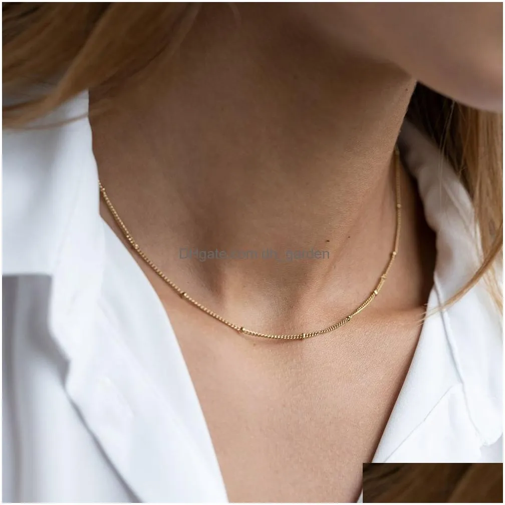 Chains Long Necklace Women Gold Color Link Chain Pendant Choker For Fashion Jewlery Drop Delivery Jewelry Necklaces Pendants Dhgarden Otx9J