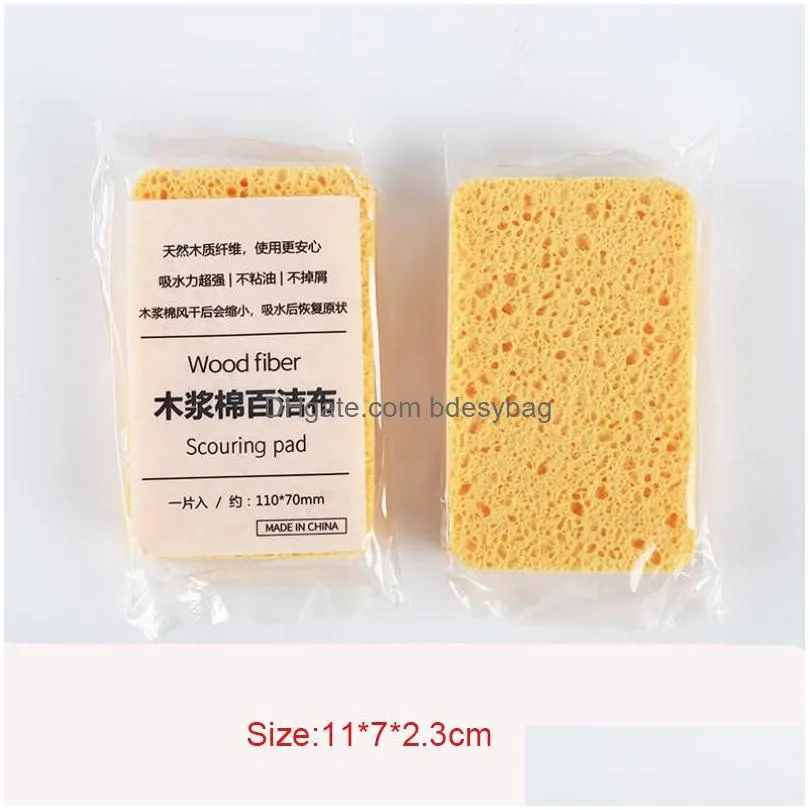 Sponges & Scouring Pads 2-Sided Wood Pp Cotton Scouring Pad Dishwashing Sponge Pads Household Kitchen Absorbing Water Non-Stick Oil Di Dht65