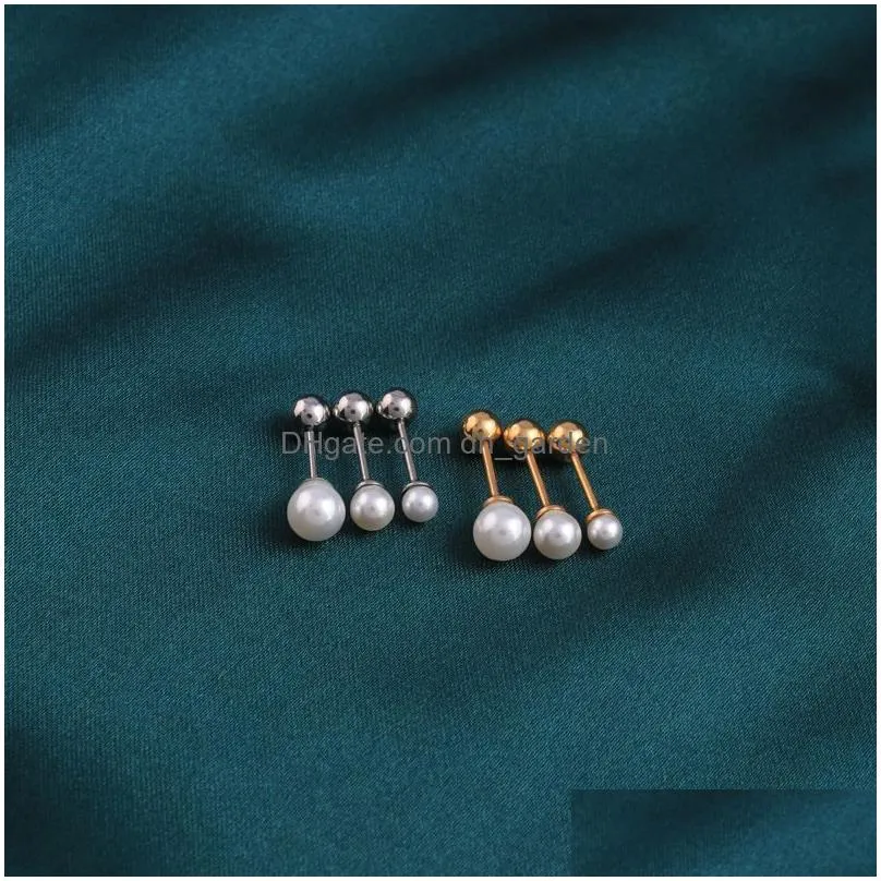 Stud 1 Pc Stainless Steel Pearl Ear Studs Earrings For Women/Men 5Mm Tragus Cartilage Piercing Jewelry Drop Delivery Jewelry Dhgarden Otk3Q