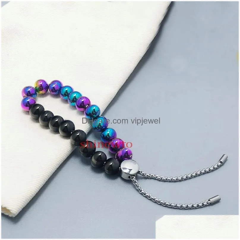 europe america fashion style men women lady pull-type colored steel ball engraved v letter flower round beads chain bracelet254l