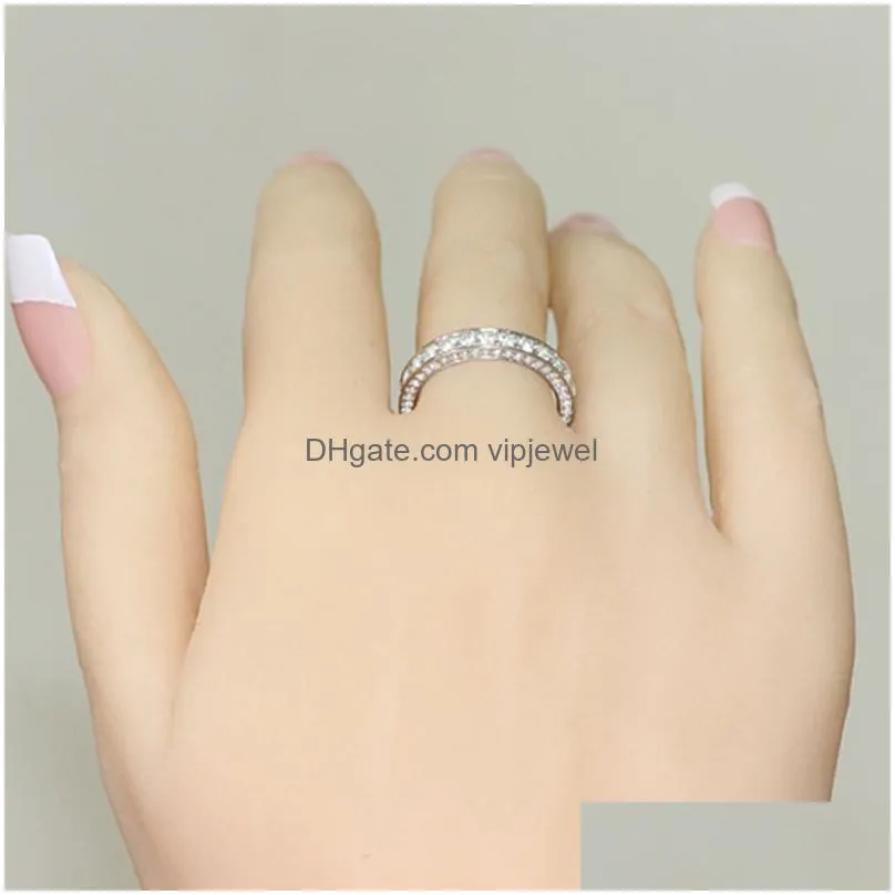 classic women band ring full paved crystal zircon stone brilliant lover wedding engagement party ring round rings jewelry gift2223