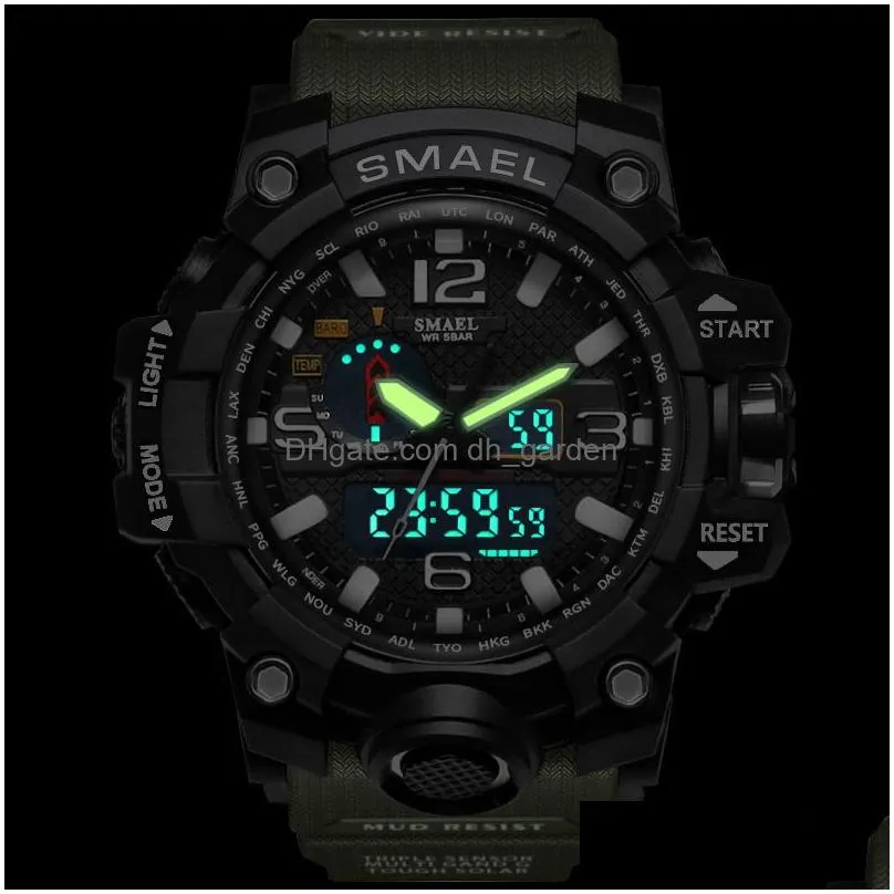 Wristwatches Smael Brand Luxury Military Sports Watches Men Quartz Analog Led Digital Watch Man Waterproof Clock Dual Displa Dhgarden Otimd