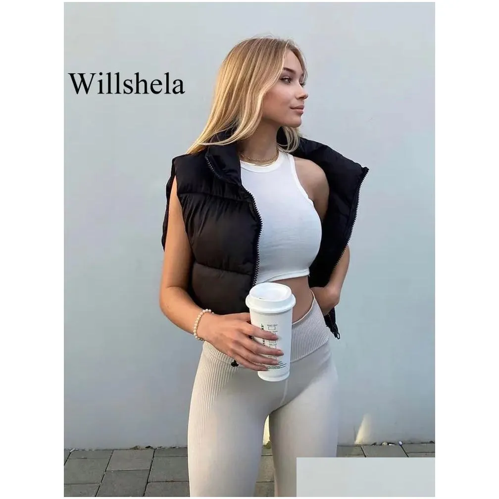 womens vests willshela women fashion high neck cropped waistcoat puff vest casual woman sleeveless jacket chic lady winter warm outfits