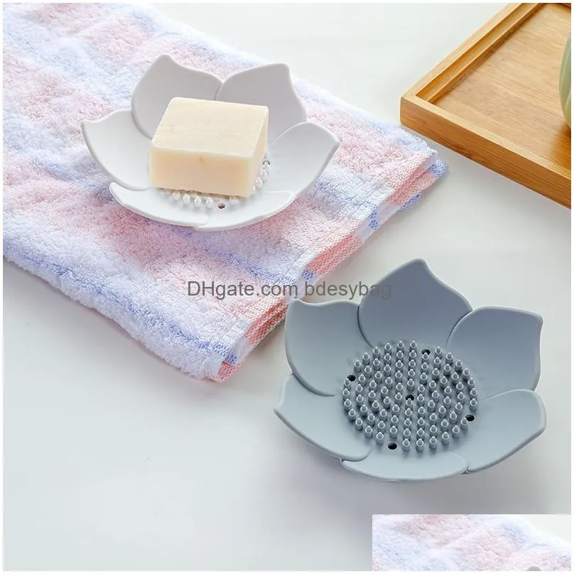 Soap Dishes Creative Sile Soap Dishes Holder Box Anti-Skid Moisture-Proof Drain Handmade Bathroom Supplies Punch- Drop Delivery Home G Dhcdv