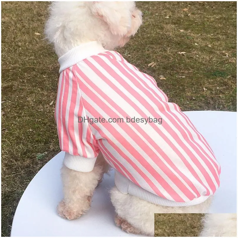 Dog Apparel Summer Stripe Dog Apparel T Shirt Vest Pet Clothing For Small Dogs Yorkshire Terrier Shirts Puppy Cat Clothes Drop Deliver Dh02A