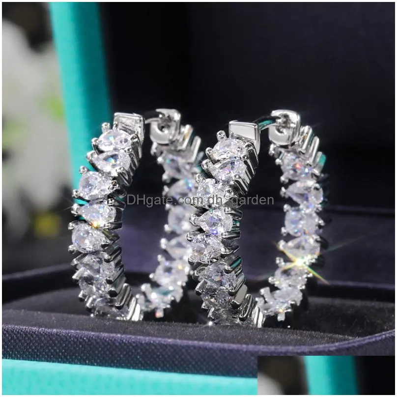 Hoop & Huggie High-Quality Sier Gold Earrings Women Wedding Party Hoop Earring Versatile Luxury Cubic Zirconia Jewelry Drop Dhgarden Ot7Sg